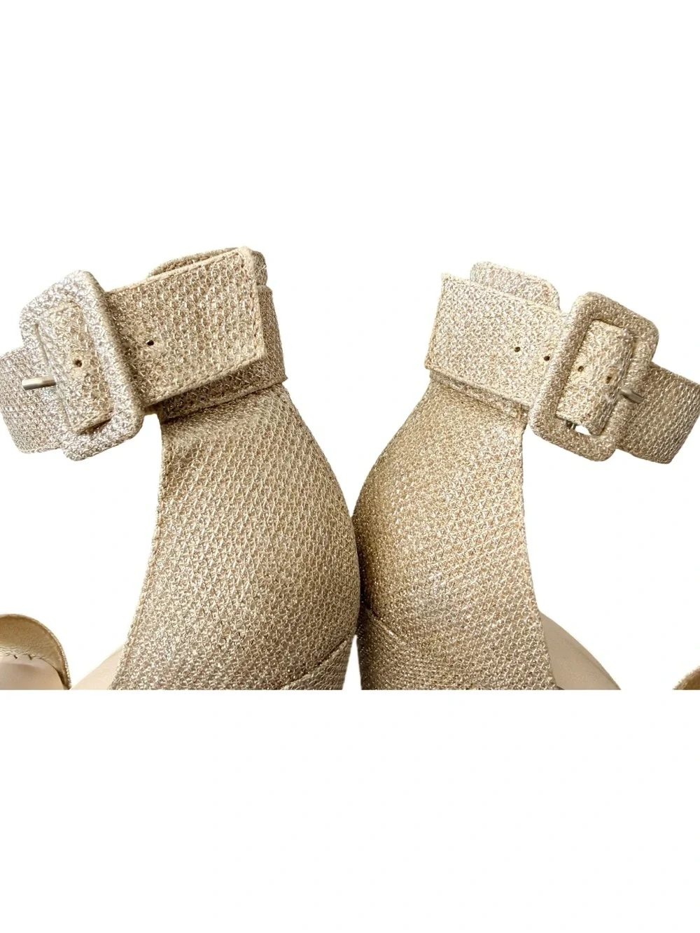 Dream Pairs Champagne Gold Glitter Platform Block Heel Sandals - Women’s Size 6